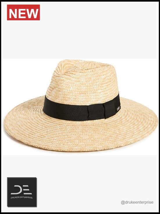 Wide Brim Straw Sun Hat with Grosgrain Band main image 4
